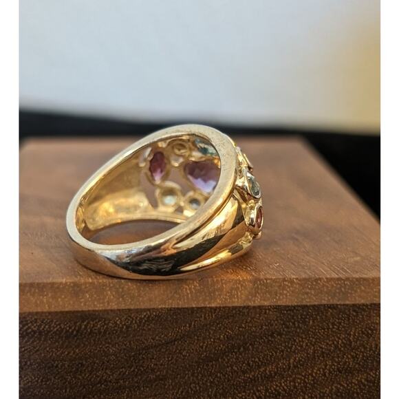 925 Sterling Silver Bezel Set Multi-Gemstone Necklace & Ring Set Ring Size 6 - Picture 6 of 12